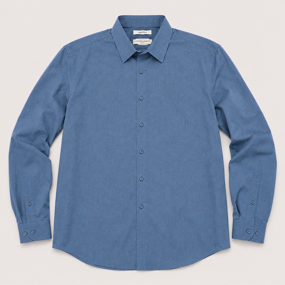 Lucky Brand Mens M 15-15.5 32/33 Slim Fit 4 Way Stretch Dress Shirt Blue